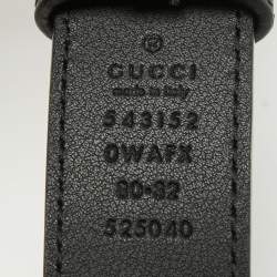 Gucci Black Leather Tiger Head Buckle Belt 80CM