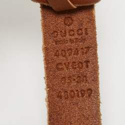 مملوكة مسبقًا Gucci Brown Leather Double G Slim Buckle Belt 85CM
