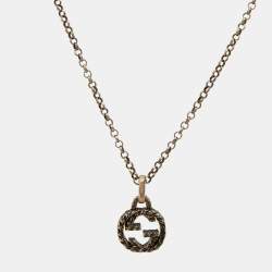 Gucci Interlocking GG Sterling Silver Pendant Necklace