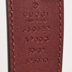 Gucci Burgundy Leather Interlocking G Horsebit Buckle Belt 80 CM