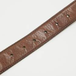 مملوكة مسبقًا Gucci Dark Brown Leather Interlocking G Belt 90CM