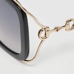 Gucci Black Gradient GG1021S Horsebit Rectangular Sunglasses