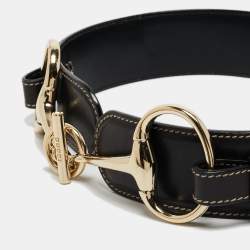 Gucci Black Leather Horsebit Buckle Belt 75CM