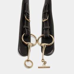 Gucci Black Leather Horsebit Buckle Belt 75CM