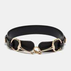 Gucci Black Leather Horsebit Buckle Belt 75CM