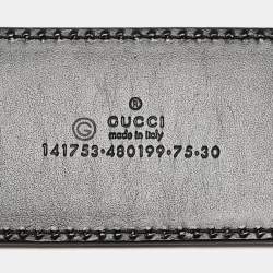 Gucci Black Leather Horsebit Buckle Belt 75CM