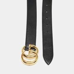 مملوكة مسبقًا Gucci Black Leather Double G Buckle Belt 95CM