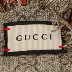 Gucci Beige GG Jubilee Print Modal and Silk Fringed Shawl