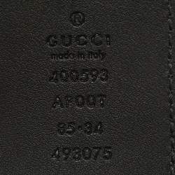 Gucci Black Leather GG Marmont Buckle Belt 85CM