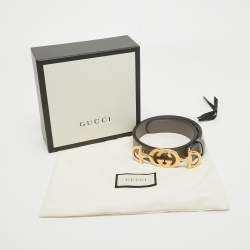 Pre Owned Gucci Grey Leather Zumi Buckle Belt 85 CM