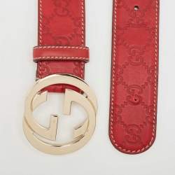 Pre Owned Gucci Red Guccissima Leather Interlocking G Belt 85 CM