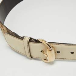 Gucci Beige/Cream GG Canvas and Leather Horsebit Ring Buckle Belt 85 CM