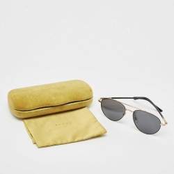 Pre Owned Gucci Black/Gold Web Aviator Sunglasses