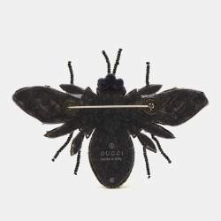 Gucci Bee Crystal Resin Two Tone Brooch