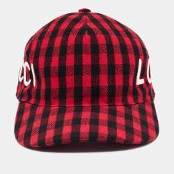 Gucci Red/Black Loved Gingham Flannel Baseball Cap S