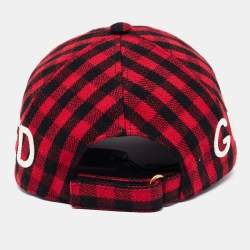 Gucci Red/Black Loved Gingham Flannel Baseball Cap S
