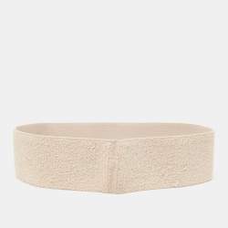 Pre Owned Gucci Beige Logo Patterned Stretch Knit Head Band 