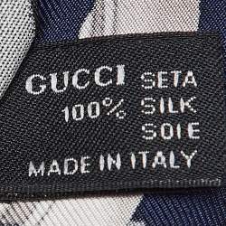 Gucci Blue GG Belt Print Silk Scarf