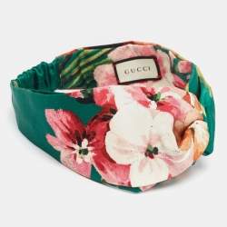 Gucci Green Blooms Print Silk Headband