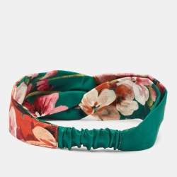 Gucci Green Blooms Print Silk Headband