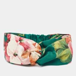 Gucci Green Blooms Print Silk Headband