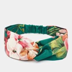 Gucci Green Blooms Print Silk Headband
