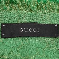 Pre Owned Gucci Green Ombre Lurex GG Modal Blend Stole