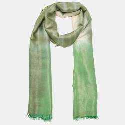 Pre Owned Gucci Green Ombre Lurex GG Modal Blend Stole