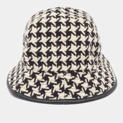 Gucci Monochrome Houndstooth Wool & Cotton Bucket Hat M