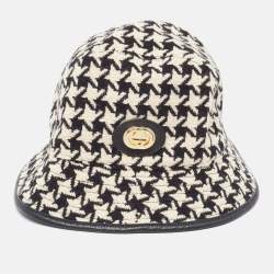 Gucci Monochrome Houndstooth Wool & Cotton Bucket Hat M