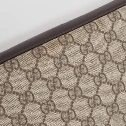 Pre Owned Gucci Dark Brown/Beige GG Supreme Canvas Laptop Case