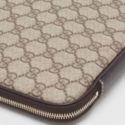 Pre Owned Gucci Dark Brown/Beige GG Supreme Canvas Laptop Case