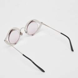 Pre Owned Gucci Lilac/Silver GG0046S Crystals Eye Round Sunglasses