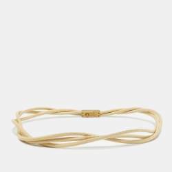 Pre Owned Gucci Cream Leather Twisted Waist Belt