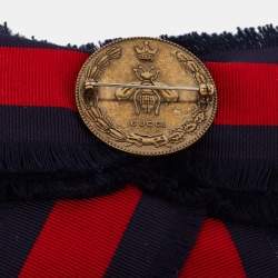 Gucci Navy Blue/Red Web Grosgrain Ribbon Bow Pin Brooch