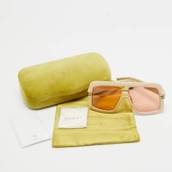Pre Owned Gucci Orange/Cream GG0900S Rectangular Sunglasses