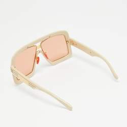 Pre Owned Gucci Orange/Cream GG0900S Rectangular Sunglasses