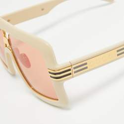 Pre Owned Gucci Orange/Cream GG0900S Rectangular Sunglasses