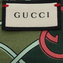 Pre Owned Gucci Green GG Print Silk Bandeau Scarf