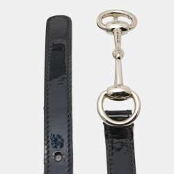 مملوكة مسبقًا Gucci Black Patent Leather Horsebit Slim Belt M