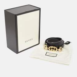 مملوكة مسبقًا Gucci Black Leather Zumi Buckle Belt 95CM