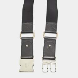 Pre Owned Gucci Black Elastic Band and Leather Logo Belt 80CM