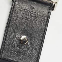 Pre Owned Gucci Black Elastic Band and Leather Logo Belt 80CM
