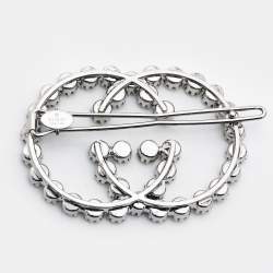 Pre Owned GUCCI Double G Logo Crystal Hair Pin