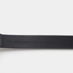 مملوكة مسبقًا Gucci Black Leather Slim Buckle Belt 90CM