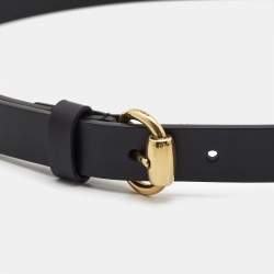 مملوكة مسبقًا Gucci Black Leather Slim Buckle Belt 90CM