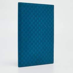Pre Owned Gucci Blue Microguccissima Leather Notebook Agenda Cover