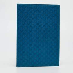 Pre Owned Gucci Blue Microguccissima Leather Notebook Agenda Cover