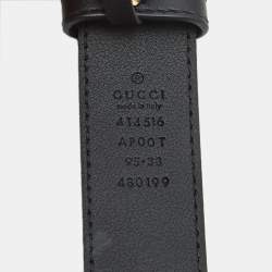 مملوكة مسبقًا Gucci Black Leather GG Marmont Buckle Belt 95CM