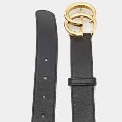 مملوكة مسبقًا Gucci Black Leather GG Marmont Buckle Belt 95CM